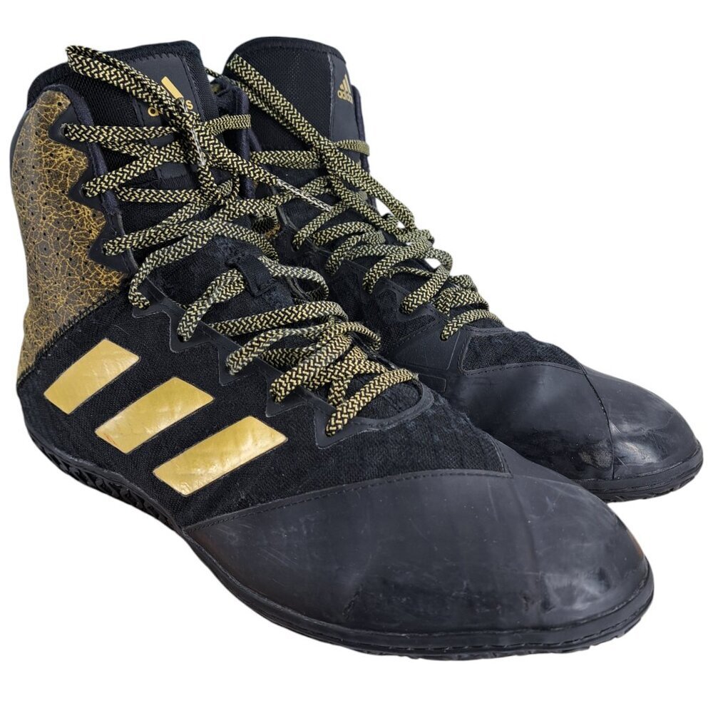 Adidas Map Wizard Hype Black Gold Wresting Shoes Size 10 Mens High Top Metallic